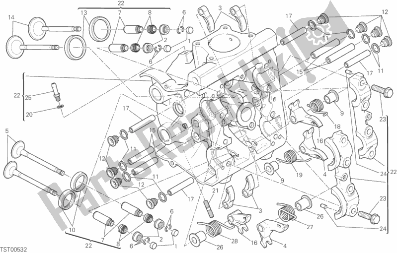 Alle onderdelen voor de Horizontale Kop van de Ducati Monster 821 Stripes 2015